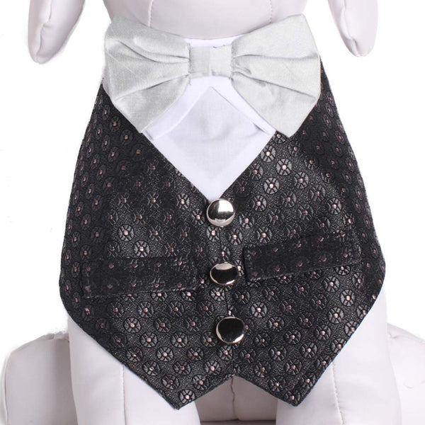 Tail Trends Formal Dog Tuxedo Dog Wedding Bandana with Bow Tie and Neck Tie Designs for Special Occasions