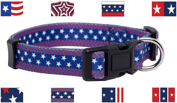 Native Pup American Flag Dog Collar |4th of July| USA Patriotic Flag Pattern| 12 Designs