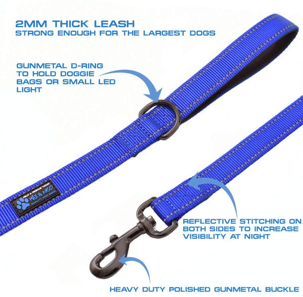 Max and Neo Double Handle Traffic Dog Leash Reflective - We Donate a Leash to a Dog Rescue for Every Leash Sold