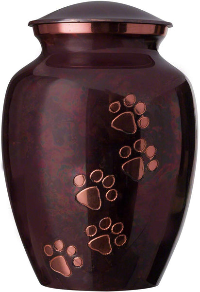 Best Friend Services Ottillie Paws Series Pet Urn for Dogs and Cat Ashes, Hand Carved Brass Pet Cremation Urns