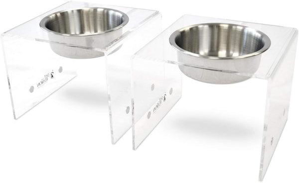 PetFusion Elevated Dog Bowls, Cat Bowls. [Attach, Detach, Add On, Mix Match Short 4" & Tall 8"]. Buy Singles or Pairs