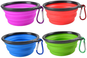 Collapsible Dog Bowl,Silicone Portable Foldable Water Bowls with Carabiner Clip for Travel (4 Pack)