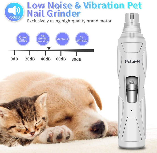 Dog Nail Grinder Upgraded - Professional 2-Speed Rechargeable Electric Pet Nail Trimmer Nail Grindder Painless Paws Grooming & Smoothing for Small Medium Large Dogs & Cats