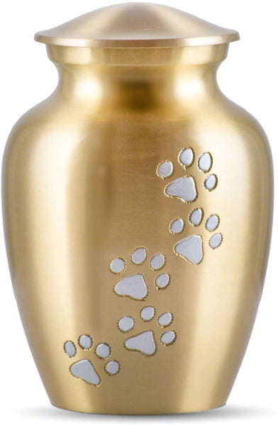 Best Friend Services Ottillie Paws Series Pet Urn for Dogs and Cat Ashes, Hand Carved Brass Pet Cremation Urns