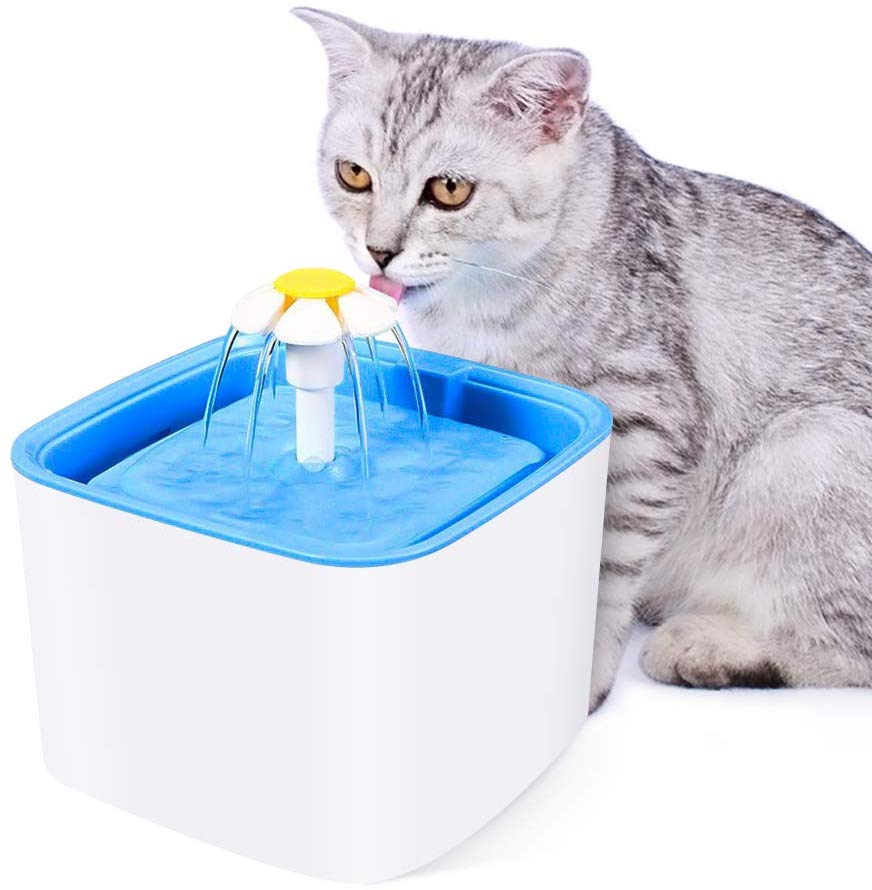 WHRuiZh Pet Water Fountain, Cats/Puppy Dogs Automatic Drinking Dispenser, 84oz/2.5 L Quiet Small Electric Bowl