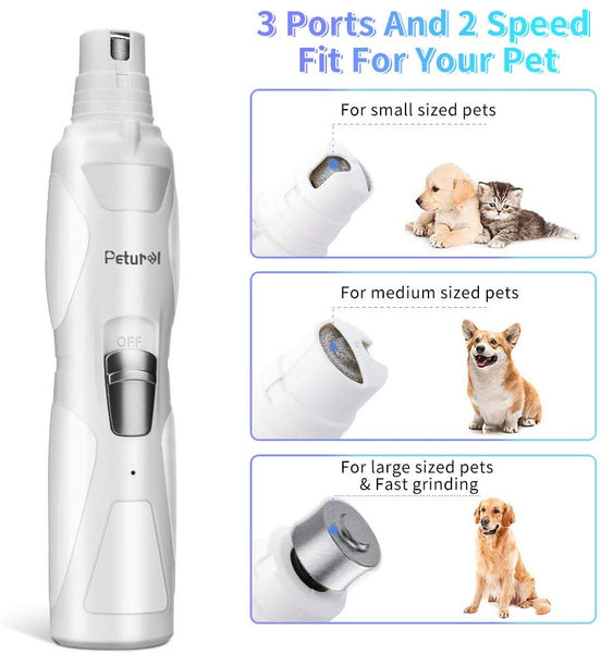 Dog Nail Grinder Upgraded - Professional 2-Speed Rechargeable Electric Pet Nail Trimmer Nail Grindder Painless Paws Grooming & Smoothing for Small Medium Large Dogs & Cats