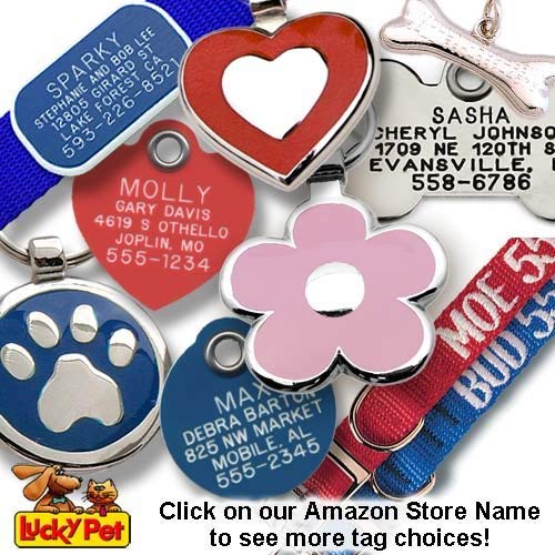 LuckyPet Flower Jewelry Pet ID Tag for Dogs and Cats, Easy to Read Personalized Engraving on Back Side