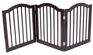 Internet's Best Dog Gate with Arched Top - 4 Panel - 24 Inch Step Over Fence - Free Standing Folding Z Shape Indoor Doorway Hall Stairs Pet Puppy Gate - Fully Assembled - Espresso - MDF