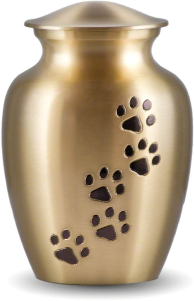 Best Friend Services Ottillie Paws Series Pet Urn for Dogs and Cat Ashes, Hand Carved Brass Pet Cremation Urns