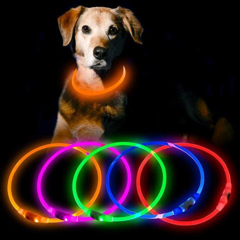 HiGuard LED Dog Collar USB Rechargeable Glowing Pet Collars Lighted Up Safety Necklace Glow in The Dark for You & Your Dogs