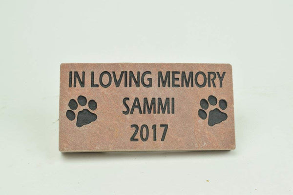 GraphicRocks Engraved Stone Pet Memorial Headstone Grave Marker Dog Cat Red Flagstone 4 inches x 8 inches