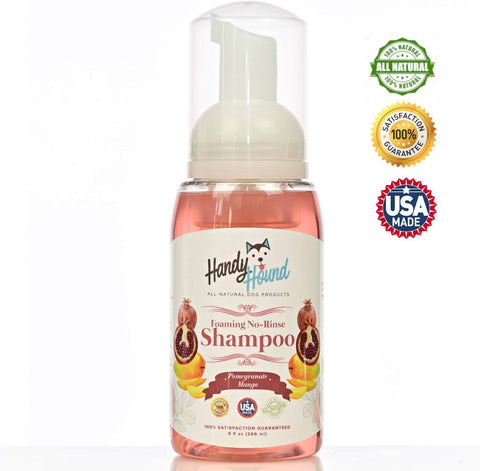 Handy Hound Foaming No Rinse Shampoo for Dogs or Cats | All-Natural Dry Waterless Pet Shampoo to Safely Remove Pet Odors | 9oz\/266ml, Made in USA.