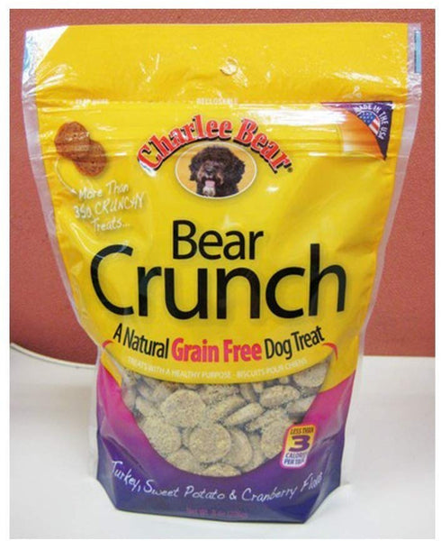 Charlee Bear Grain Free Bear Crunch Dog Treats 2 Flavor Variety Bundle: 1 Bacon & Blueberry Flavor and 1 Turkey, Sweet Potato & Cranberry Flavor, 8 Ounces Each