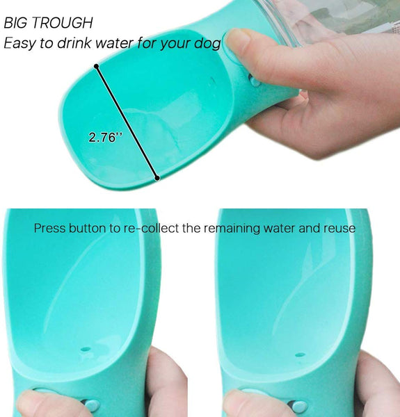 QQPETS Dog Water Bottle Leak Proof Portable Travel Drink Cup with Bowl Dispenser for Pet Outdoor Walking Hiking Travelling 12 OZ