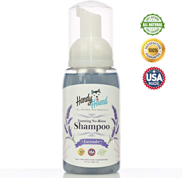 Handy Hound Foaming No Rinse Shampoo for Dogs or Cats | All-Natural Dry Waterless Pet Shampoo to Safely Remove Pet Odors | 9oz\/266ml, Made in USA.