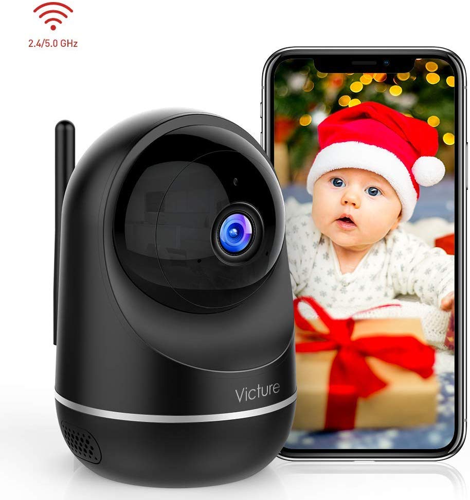 Victure Dualband 2.4Ghz and 5Ghz 1080P WiFi Camera Baby Monitor,FHD Wireless Security Camera with Motion Detection via IPC360 Pro, Pan Tilt, 2-Way Audio, Night Vision