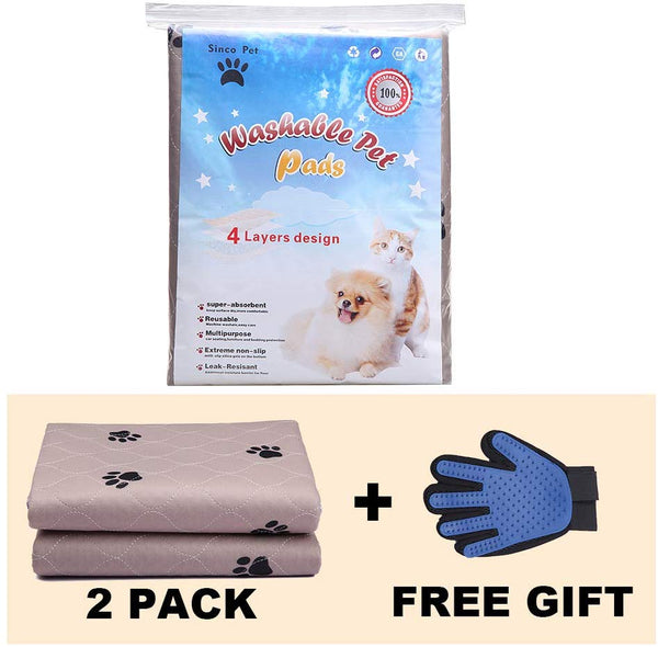 SincoPet Reusable Pee Pad + Free Puppy Grooming Gloves\/Quilted, Fast Absorbing Machine Washable Dog Whelping Pad\/Waterproof Puppy Training Pad\/Housebreaking Absorption Pads