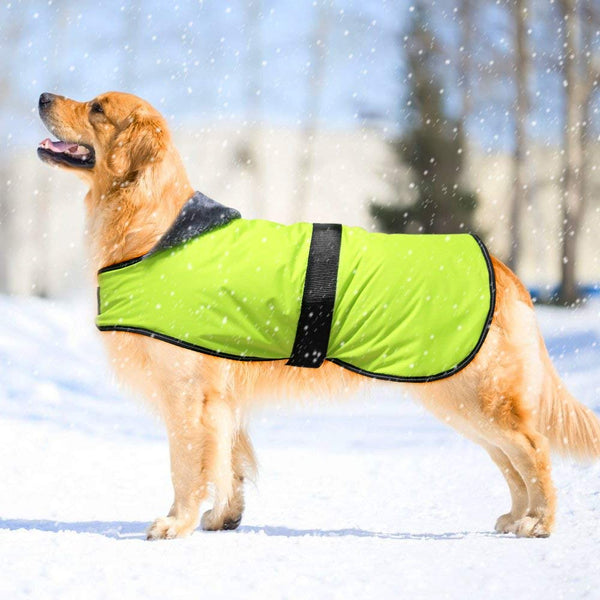 Ezer Waterproof Dog Coat, Soft Fleece Lining Reflective Pet Jacket for Cold Weather, Outdoor Sports Dog Raincoat Snowsuit Apparel, S- XXXL