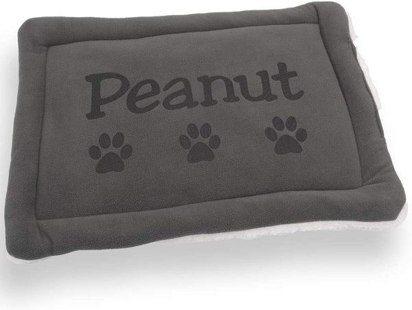 Custom Catch Personalized Dog Mat - Gift for Crate Cushion, Puppy Sleeping Blanket, Kennel Bed Pad - Small, Large, X Large - Gray, Purple, Blue, Maroon, Beige