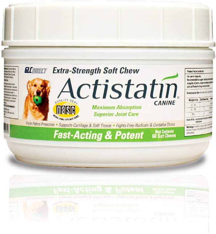 Actistatin Canine - Patented Extra-Strength Joint, Cartilage, Soft Tissue Supplement: Glucosamine, Chondroitin, Manganese, MSM, L-Carnitine - High Absorption, Fast Results