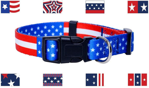 Native Pup American Flag Dog Collar |4th of July| USA Patriotic Flag Pattern| 12 Designs