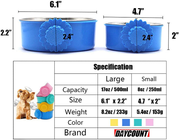 Daycount Pet Feeder Dog Bowl Stainless Steel Food Hanging Bowl Crates Cages Dog Parrot Bird Pet Drink Water Bowl Dish Accessory