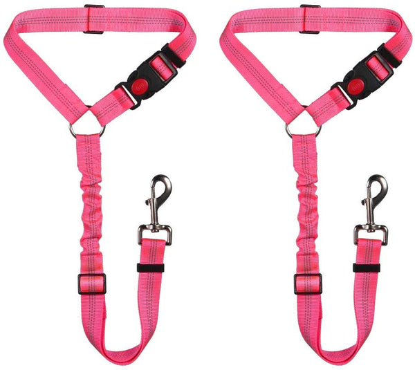 SlowTon Dog Seat Belt, 2 Pack Pet Car Seatbelt Headrest Restraint Adjustable Puppy Safety Seat Belt Reflective Elastic Bungee Connect Dog Harness in Vehicle Travel Daily Use