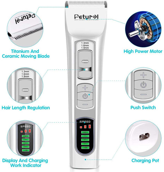 Dog Clippers Professional Cordless Clippers Rechargeable Dog Grooming Clippers and Cat Grooming Clippers with LCD Display Pet Grooming Clippers for Small Middle Large Dogs and Cats Pet Grooming Kit