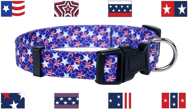 Native Pup American Flag Dog Collar |4th of July| USA Patriotic Flag Pattern| 12 Designs