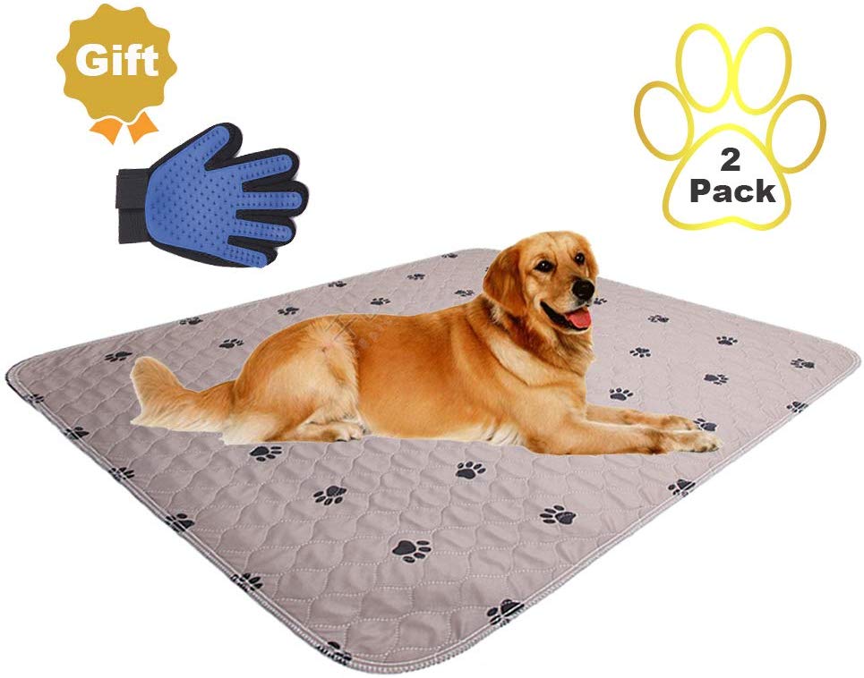 SincoPet Reusable Pee Pad + Free Puppy Grooming Gloves\/Quilted, Fast Absorbing Machine Washable Dog Whelping Pad\/Waterproof Puppy Training Pad\/Housebreaking Absorption Pads