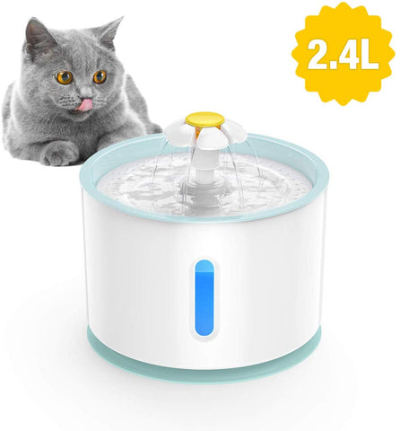 isYoung LED Pet Fountain, LED 81oz/2.4L Automatic Cat Fountain Dog Water Dispenser for Cats, Dogs