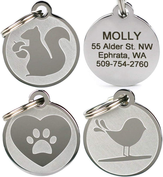 GoTags Playful, Custom Engraved Pet ID Tags, Solid Stainless Steel, Personalized Dog and Cat Pet ID with up to 4 Lines of Text, Cute, Durable and Long-Lasting