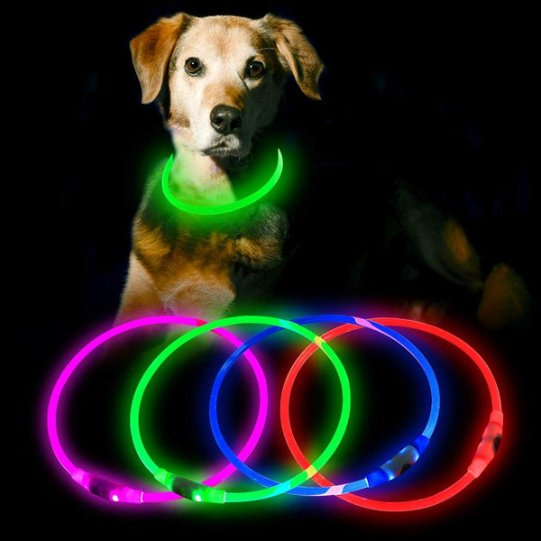 HiGuard LED Dog Collar USB Rechargeable Glowing Pet Collars Lighted Up Safety Necklace Glow in The Dark for You & Your Dogs