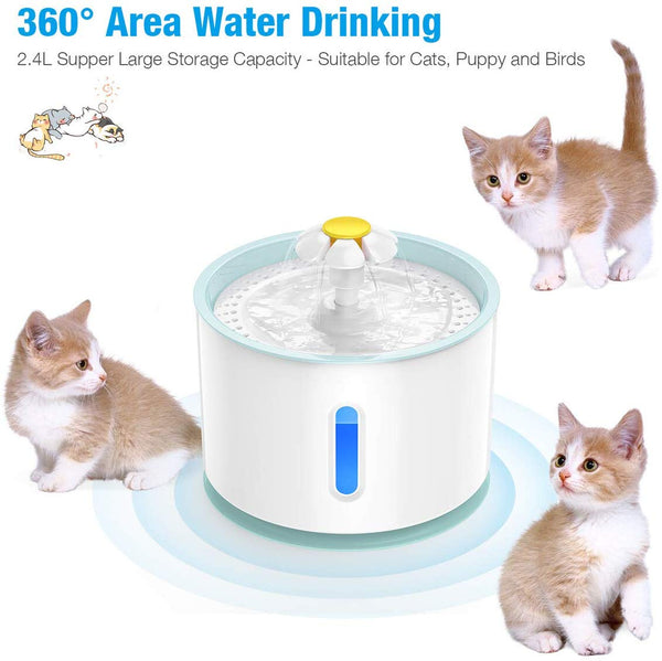 isYoung LED Pet Fountain, LED 81oz/2.4L Automatic Cat Fountain Dog Water Dispenser for Cats, Dogs