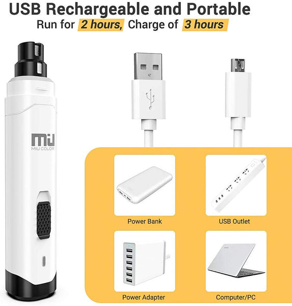 MIU COLOR Nail Grinder for Dogs, Rechargeable Dog Nail Trimmer, 2-Speed Powerful Electric Pet Nail Grinder Painless Grooming Smoothing for Small Medium Large Dogs Cats(New Version)