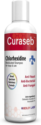 Curaseb Antifungal & Antibacterial Chlorhexidine Shampoo for Dog & Cats - Treats Yeast Infections, Ringworm, Pyoderma & Skin Allergies – Broad Spectrum Veterinary Formula