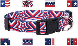 Native Pup American Flag Dog Collar |4th of July| USA Patriotic Flag Pattern| 12 Designs