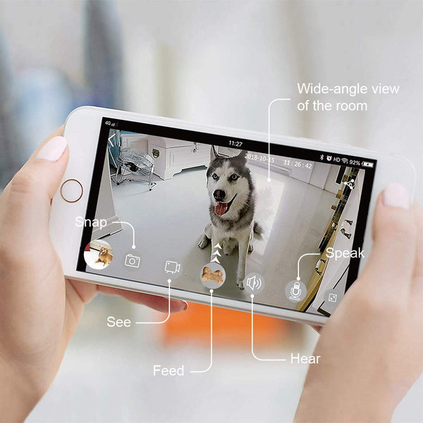 SKYMEE Dog Camera Treat Dispenser,WiFi Full HD Pet Camera with Two-Way Audio and Night Vision,Compatible with Alexa