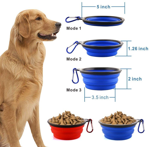 Collapsible Dog Bowl,Silicone Portable Foldable Water Bowls with Carabiner Clip for Travel (4 Pack)