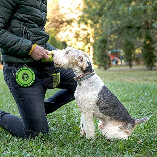 PERRAMA Dog Treat Bag, Training Pouch for Small and Large Dogs with Clicker and Collapsible Food Bowl BPA Free – Pet Treats Tote Bag with Waist and Shoulder Reflective Straps and Belt Clip