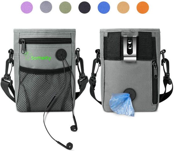 SOMEITY Dog Treat Pouch for Training, Built-in Poop Bag Dispenser, Easily Carries Pet Toys, Kibble and Treats, Running Waist Bag, Fanny Pack