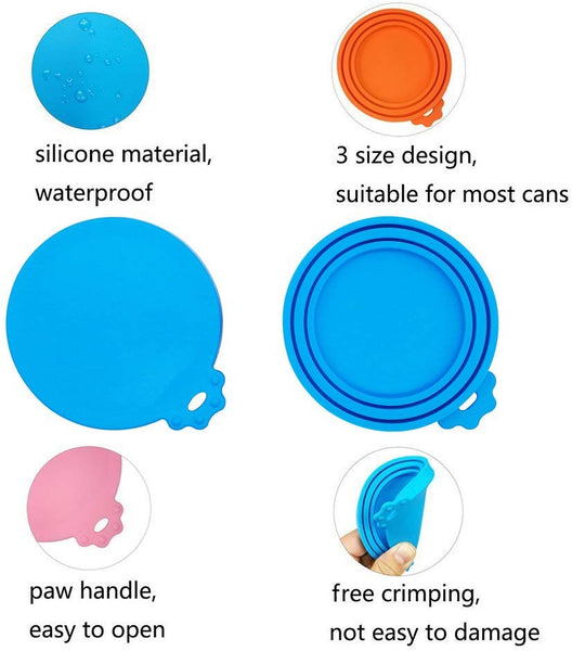 SACRONS-Can Covers\/3 Pack\/Universal Silicone Food Can Lid Cover for Pet Food\/Fits Most Standard Size Dog and Cat Can Tops