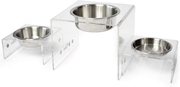 PetFusion Elevated Dog Bowls, Cat Bowls. [Attach, Detach, Add On, Mix Match Short 4" & Tall 8"]. Buy Singles or Pairs