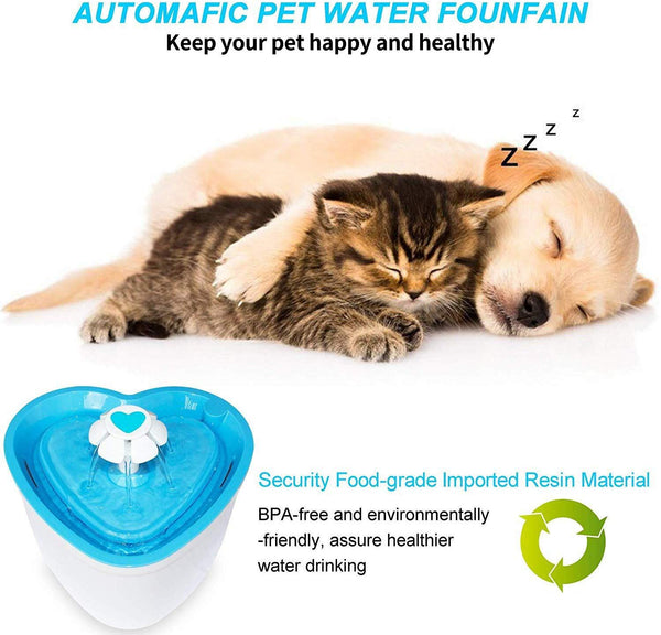 LOVSHARE Pet Water Fountain- Healthy and Hygienic Drinking Fountain 2L Super Quiet Flower Automatic Electric Water Bowl with 4 Replacement Filters for Dogs, Cats, Birds and Small Animals