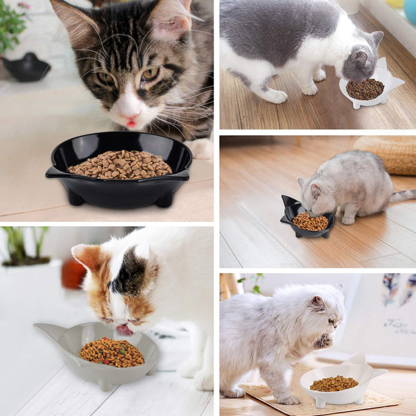 Cat Bowls Cat Food Bowls Non Slip Cat Double Dish Pet Food & Water Bowls Raised Puppy Food Bowl Stress Relief Feeder Bowls Wide Dish Pet Bowl for Dogs Cats Rabbits, (Safe Food-grade Melamine Material)