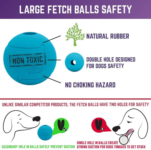 Chew King Fetch Balls Extremely Durable Natural Dog Toy Ball, Fetch Toy Collection, Fits Ball Launcher