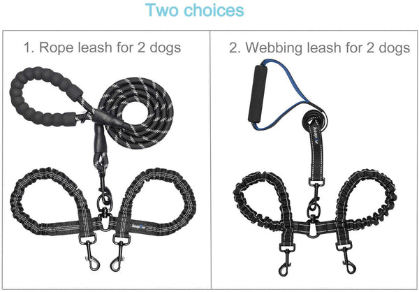 haapaw Two Dog Leash Coupler - 2 Dog Leash Tangle Free, Stretchable from 20 to 35 Inch – Comfortable Handle Dual Dog Leash for 2 Dogs