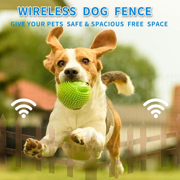 JUSTPET Wireless Dog Fence + Remote Dog Training Collar 2-in-1 System, Safe Harmless Electric Dog Wireless Fence Adjustable Range, Waterproof Reflective Collar