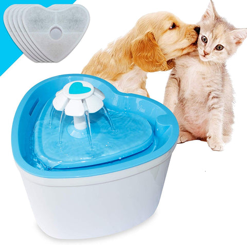 LOVSHARE Pet Water Fountain- Healthy and Hygienic Drinking Fountain 2L Super Quiet Flower Automatic Electric Water Bowl with 4 Replacement Filters for Dogs, Cats, Birds and Small Animals