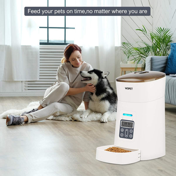 WOPET 6 Meal Pet Feeder,Automatic Pet Dog and Cat Feeder, Auto Pet Feeder Food Dispenser with Distribution Alarms, Portion Control, Voice Recorder, Programmable Timer